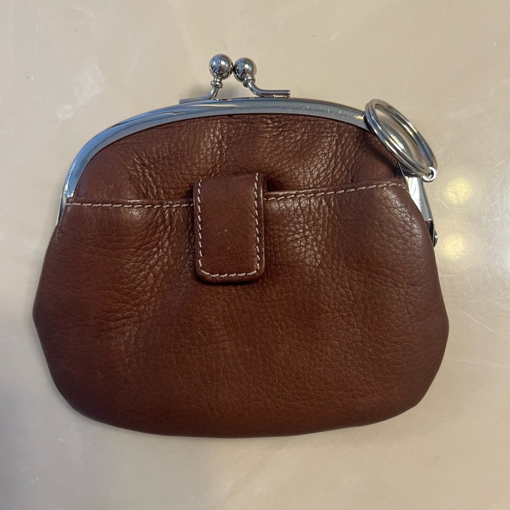 Brown Leather card case with key hook